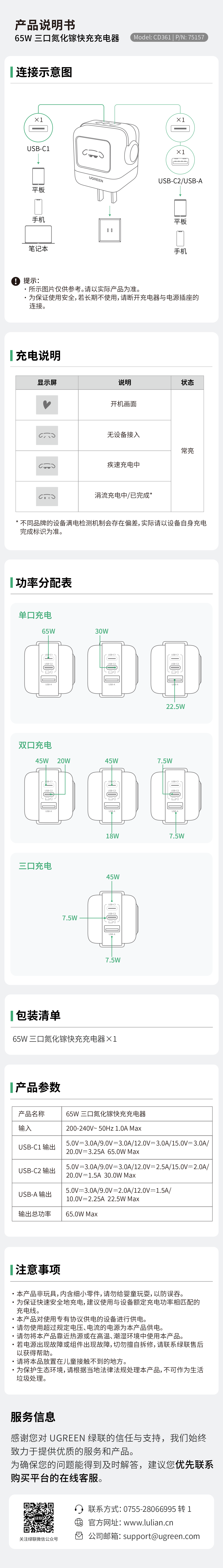 65W三口氮化镓快充充电器，，，，，配备显示屏，，，，，支持双口/三口智能功率分派